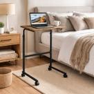 Mesa Apoio Com Rodinhas Ajustável Mel Preto Notebook Cama