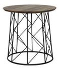 Mesa Apoio Izzy Grande Tampo Nogueira Base Aco Preto 50 cm - 47894