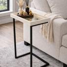 Mesa Apoio Lateral Canto Sofa Espelhada Pés Ferro Fucional Elegante Decoração