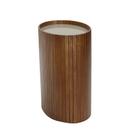 Mesa Apoio Lateral Luna Oval Nacional Móveis 32cm (larg) Lateral MDF Ripado Pinhão Tampo Vidro Glow