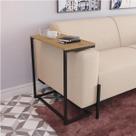 Mesa Apoio Lateral Sofá Vintage Aço e Madeira
