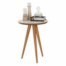 Mesa Apoio Pés Madeira Retrô Decor Classic Redonda - Off White/ Freijó Mesa Apoio Pés Madeira Retrô Decor Classic Redonda - Off White/ Freijó