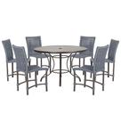 Mesa Ascoli 120 Cm com 6 Cadeiras Cannes de Alumínio, Pintura Marrom e Trama Tela de Corda Náutica
