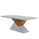 Mesa Aster 180cm Com Tampo Em MDF e Vidro Canto Copo
