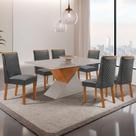 Mesa Aster 6 Lugares MDF com Cadeiras Yasmin Linho Off White 180CM Moderna