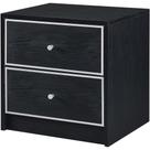 Mesa Auxiliar de Madera Acme Jabir con 2 Cajones Negro y Plateado