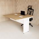 Mesa Auxiliar Dupla de Plataforma de Acoplar para Escritório com Estrutura Metálica 120cm Corporate Macadâmia Com Branco