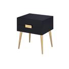 Mesa Auxiliar Ergode Estilo Retro Negro y Dorado con 2 Cajones