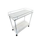 Mesa Auxiliar Hospitalar Com 2 Prateleiras Rodízios e Varanda Esmaltada Branca 40x80x80cm