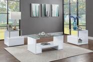 Mesa Auxiliar Yardlio con Tapa de Vidrio Transparente y Acabado Brillante Blanco 8mm