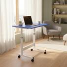 Mesa Azul Com Rodinhas Altura Regulável Trabalho Estudo