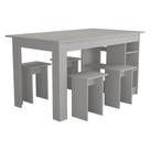 Mesa B21 4 Lugares Tampo em MDP com Nichos 140cm Branco Nova Mobile Mesa B21 4 Lugares Tampo em MDP com Nichos 140cm Branco Nova Mobile