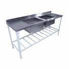 Mesa Bancada De Apoio Inox com 2 Cubas Para Cozinha Industrial Innal