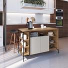 Mesa Bancada Gourmet Estilo Industrial 131cm com Armario 2 Portas