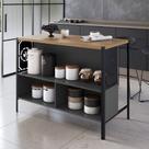 Mesa Bancada Gourmet Ilha Industrial Glenda Mel/Grafite Z54 - Mpozenato
