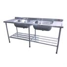 Mesa Bancada Industrial Imeca Multiuso Em Inox Grade Inferior Com 2 Cubas 6816