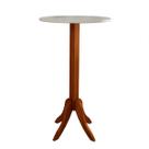 Mesa Bar Alta Redonda 60 x 100 Cm Pés Luiz XV Madeira Tampo Laca Off White CCS