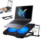 Mesa Base Cooler Notebook Gamer com LED Azul Suporte Celular Removível Ajustável Malha Metálica USB