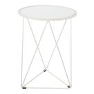 Mesa Benzara 18" com tampo de espelho redondo e base de metal branco