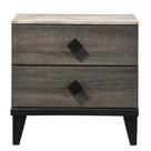 Mesa Benzara Mesa de cabeceira de madeira com 2 gavetas cinza 59x39x59cm