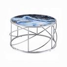 Mesa Benzara Shira redonda 84 cm em mármore sintético azul cromado
