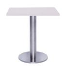 Mesa Beta Big em Inox 75 cm (Altura) com Disco Redondo com Tampo em MDP Quadrado 70 cm Cor Branco