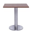 Mesa Beta Big em Inox 75 cm (Altura) com Disco Redondo com Tampo em MDP Quadrado 80 cm Cor Imbuia