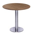 Mesa Beta Big em Inox 75 cm (Altura) com Disco Redondo com Tampo em MDP Redonda 80 cm Cor Imbuia