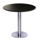 Mesa Beta Big em Inox 75 cm (Altura) com Disco Redondo com Tampo em MDP Redonda 80 cm Cor Preto