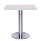 Mesa Beta Big Inox 75 cm (Alt) Disco Redondo Tampo MDP Quadrado 70 cm (Larg) x 2,50 cm (Alt) Branco