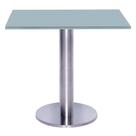 Mesa Beta Big Inox 75 cm (Alt) Disco Redondo Tampo MDP Quadrado 70 cm (Larg) x 2,50 cm (Alt) Cinza