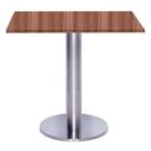 Mesa Beta Big Inox 75 cm (Alt) Disco Redondo Tampo MDP Quadrado 80 cm (Larg) x 2,50 cm (Alt) Walnut
