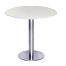 Mesa Beta Big Inox 75 cm (Alt) Disco Redondo Tampo MDP Redondo 80 cm (Larg) x 2,50 cm (Alt) Branco