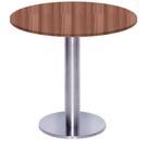 Mesa Beta Big Inox 75 cm (Alt) Disco Redondo Tampo MDP Redondo 80 cm (Larg) x 2,50 cm (Alt) Walnut