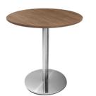 Mesa Beta em Inox 75 cm (Altura) com Disco Redondo com Tampo em MDP Redondo 70 cm Cor Imbuia