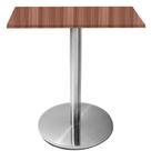 Mesa Beta Inox 75 cm (Altura) Disco Redondo Tampo MDP Quadrado 80 cm (Larg) x 2,50 cm (Alt) Walnut