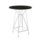 Mesa Bistrô Alta Eames 60cm Preta Base Ferro Branco
