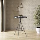 Mesa Bistrô Alta Redonda Cozinha Industrial Pé Aço Dhalia PU Preto S02 - D Rossi