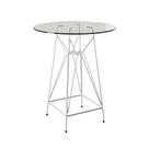 Mesa Bistrô Alta Vidro 60Cm Base Ferro Branco Cor: Branco