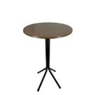 Mesa Bistrô Alto Preto com Tampo Redondo Amadeirado
