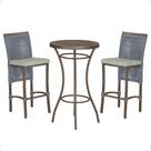 Mesa Bistrô com 2 Banquetas Roma Marrom Corda Náutica Estofado 3 Trama Original