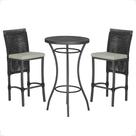 Mesa Bistrô com 2 Banquetas Roma Preta Corda Náutica Estofado 3 Trama Original