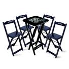 Mesa Bistrô Dobrável Jack Daniel's com 4 Banquetas de Madeira para Bares e Restaurantes Preta Mesa Bistrô Dobrável Jack Daniel's com 4 Banquetas de Madeira para Bares e Restaurantes Preta