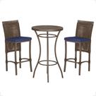 Mesa Bistrô e 2 Banquetas Roma Marrom Corda Náutica Estofado 10 Trama Original