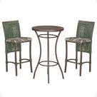 Mesa Bistrô e 2 Banquetas Roma Marrom Corda Náutica Estofado 6 Trama Original