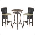 Mesa Bistrô e 2 Banquetas Roma Marrom Corda Náutica Estofado 7 Trama Original