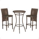 Mesa Bistrô e 2 Banquetas Roma Marrom Corda Náutica Estofado 9 Trama Original