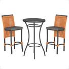 Mesa Bistro e 2 Banquetas Roma Preta Corda Náutica 11 Trama Original