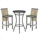 Mesa Bistrô e 2 Banquetas Roma Preta Corda Náutica Estofado 5 Trama Original