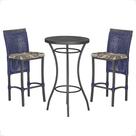 Mesa Bistrô e 2 Banquetas Roma Preta Corda Náutica Estofado 6 Trama Original